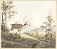 KT 2022 140
<br/>
Berglandschap met een hert
<br/>
<em>Cate, Hendrik Gerrit ten (1803-1856)</em>